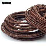ASSOMADA Leather Cord For Jewelry Making Braided Rope Necklace Brown