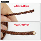 ASSOMADA Leather Cord For Jewelry Making Braided Rope Necklace Brown