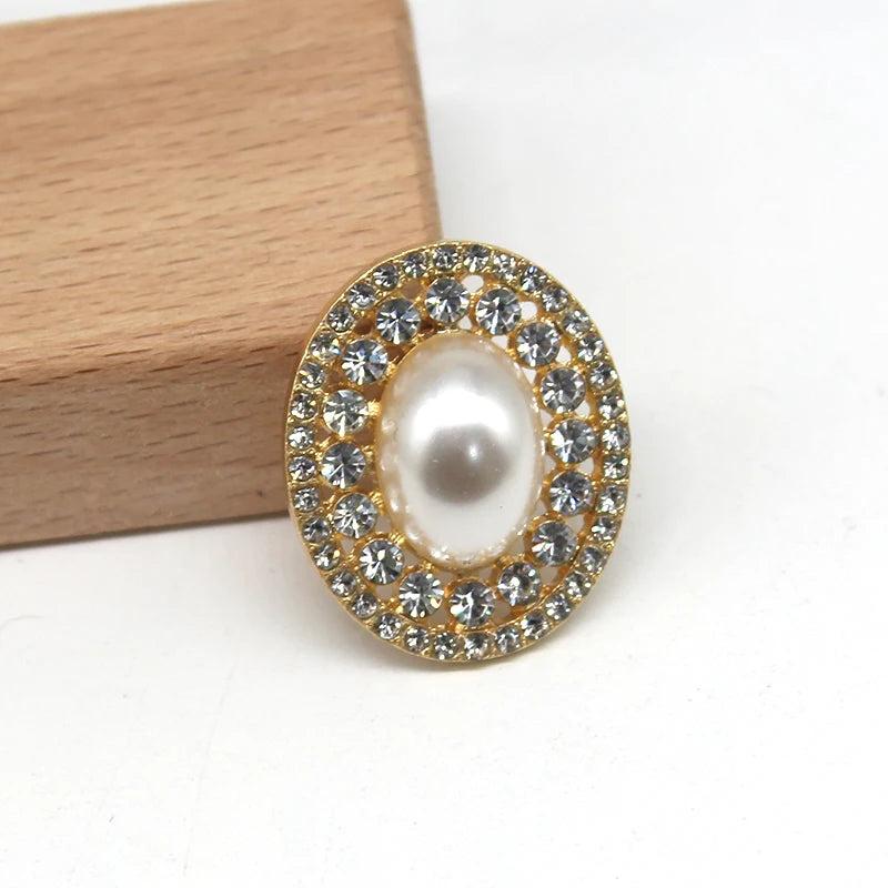 10pcs Oval Alloy Water Diamond Pearl Flower Plate for DIY Wedding
