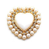 26mm Love-shaped Pearl Crystal Rhinestone Flat Bottom 5pc