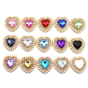 26mm Love-shaped Pearl Crystal Rhinestone Flat Bottom 5pc