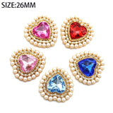 26mm Love-shaped Pearl Crystal Rhinestone Flat Bottom 5pc