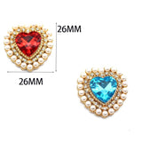26mm Love-shaped Pearl Crystal Rhinestone Flat Bottom 5pc