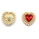 26mm Love-shaped Pearl Crystal Rhinestone Flat Bottom 5pc
