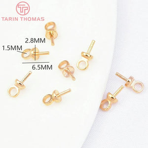 20PCS 2.8x6.5MM 24K Plated Brass Pearl Bead Caps Connect Charms Jewelry Findings
