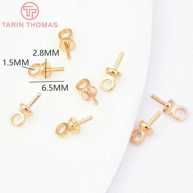20PCS 2.8x6.5MM 24K Plated Brass Pearl Bead Caps Connect Charms Jewelry Findings