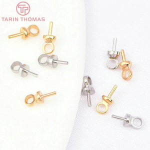 20PCS 2.8x6.5MM 24K Plated Brass Pearl Bead Caps Connect Charms Jewelry Findings