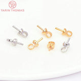 20PCS 2.8x6.5MM 24K Plated Brass Pearl Bead Caps Connect Charms Jewelry Findings