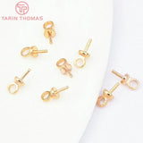 20PCS 2.8x6.5MM 24K Plated Brass Pearl Bead Caps Connect Charms Jewelry Findings