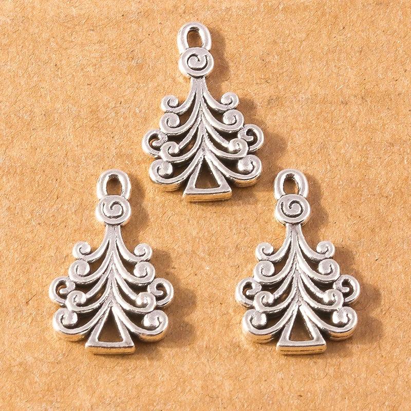 20pcs Christmas Tree Charms Elk Snowman Pendants for DIY X'mas Jewelry Making