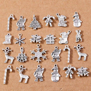 20pcs Christmas Tree Charms Elk Snowman Pendants for DIY X'mas Jewelry Making
