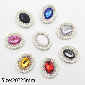 10pcs 20 * 25MM Oval Acrylic Alloy Rhinestone Jewelry DIY Accessories