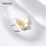 14K Plated Brass Zircon Shell Charms For DIY Jewelry Making
