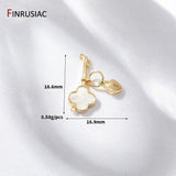 14K Plated Brass Zircon Shell Charms For DIY Jewelry Making