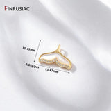 14K Plated Brass Zircon Shell Charms For DIY Jewelry Making