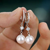 Romantic Pearl Zircon Dangle Earring for Women