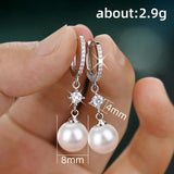 Romantic Pearl Zircon Dangle Earring for Women