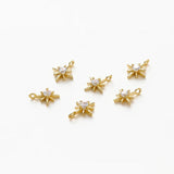 10Pcs 14K Plated Star Pendants with Zircon Charms for DIY Necklace Making
