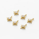 10Pcs 14K Plated Star Pendants with Zircon Charms for DIY Necklace Making