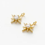 10Pcs 14K Plated Star Pendants with Zircon Charms for DIY Necklace Making