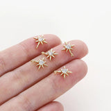10Pcs 14K Plated Star Pendants with Zircon Charms for DIY Necklace Making