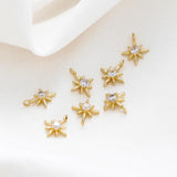 10Pcs 14K Plated Star Pendants with Zircon Charms for DIY Necklace Making