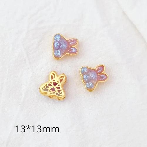 2 Matte Zirconium Bead Butterfly Rabbit Pendant DIY Beading