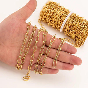 1m Stainless Steel 7mm Paperclip Chain DIY Necklace Bracelet Findings