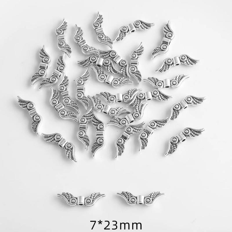 30Pcs Angel Wing Spacer Beads Tibetan Alloy Charm Bead DIY Jewelry Making