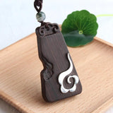 Retro Sandalwood Natural Stone Pendant Necklace Sweater Chain N602