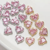 2PCS Pink Zircon Heart Pendant 14K Plated Jewelry Supplies
