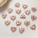 2PCS Pink Zircon Heart Pendant 14K Plated Jewelry Supplies