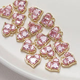 2PCS Pink Zircon Heart Pendant 14K Plated Jewelry Supplies
