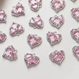 2PCS Pink Zircon Heart Pendant 14K Plated Jewelry Supplies