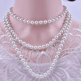 3 Rows Red Mix Colors Pearl Beads Necklace Women Girls Jewelry Hot Party
