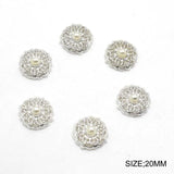 10Pcs 20MM Round Pearl Rhinestone Button DIY Wedding Dress Accessories