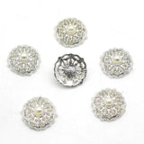 10Pcs 20MM Round Pearl Rhinestone Button DIY Wedding Dress Accessories