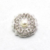 10Pcs 20MM Round Pearl Rhinestone Button DIY Wedding Dress Accessories