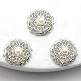10Pcs 20MM Round Pearl Rhinestone Button DIY Wedding Dress Accessories