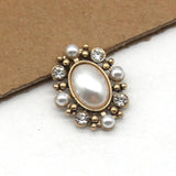 10Pcs Oval Alloy Rhinestone Pearl Jewelry Diy Wedding Bow Decoration