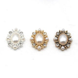 10Pcs Oval Alloy Rhinestone Pearl Jewelry Diy Wedding Bow Decoration