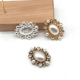 10Pcs Oval Alloy Rhinestone Pearl Jewelry Diy Wedding Bow Decoration