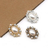 10Pcs Oval Alloy Rhinestone Pearl Jewelry Diy Wedding Bow Decoration