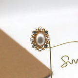 10Pcs Oval Alloy Rhinestone Pearl Jewelry Diy Wedding Bow Decoration