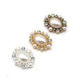 10Pcs Oval Alloy Rhinestone Pearl Jewelry Diy Wedding Bow Decoration