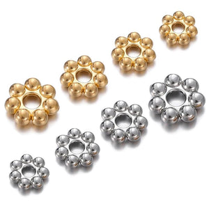 30Pcs Stainless Steel Daisy Snowflake Spacer Beads for Jewelry Making