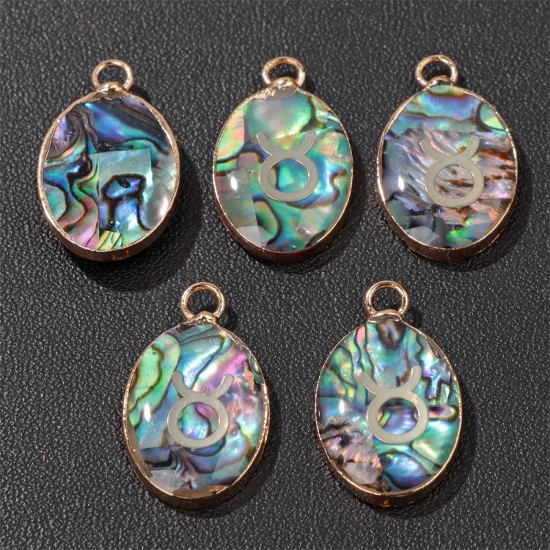 Abalone Shell Zodiac Sign Constellation Pendants 12 Horoscope Charms