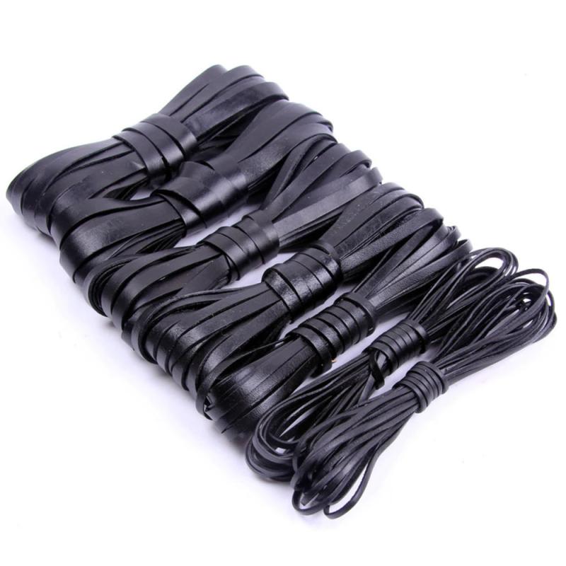 2M 2-10mm Flat Leather Braid Cord DIY Necklace Bracelet Finding