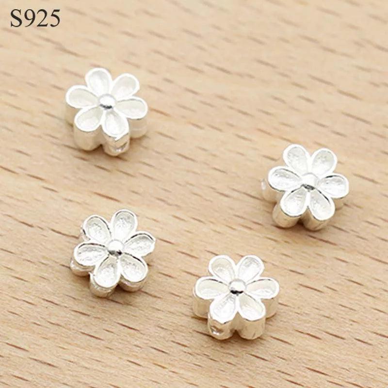 2pcs 925 Sterling Silver Flower Spacer Beads DIY Jewelry Making