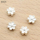2pcs 925 Sterling Silver Flower Spacer Beads DIY Jewelry Making